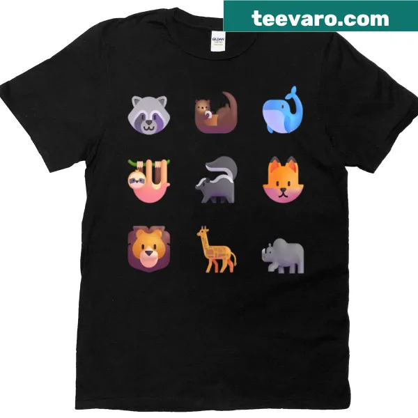 T-shirt featuring cute baby animal stickers in a playful design