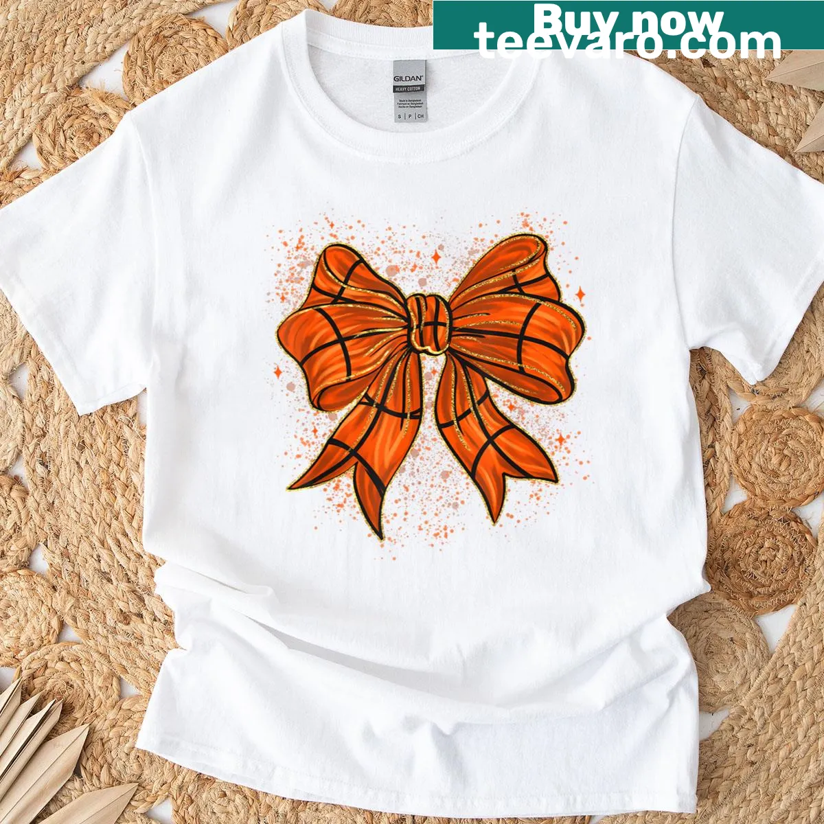 Cute basketball bow design T-shirt for girls — on a men's t-shirt