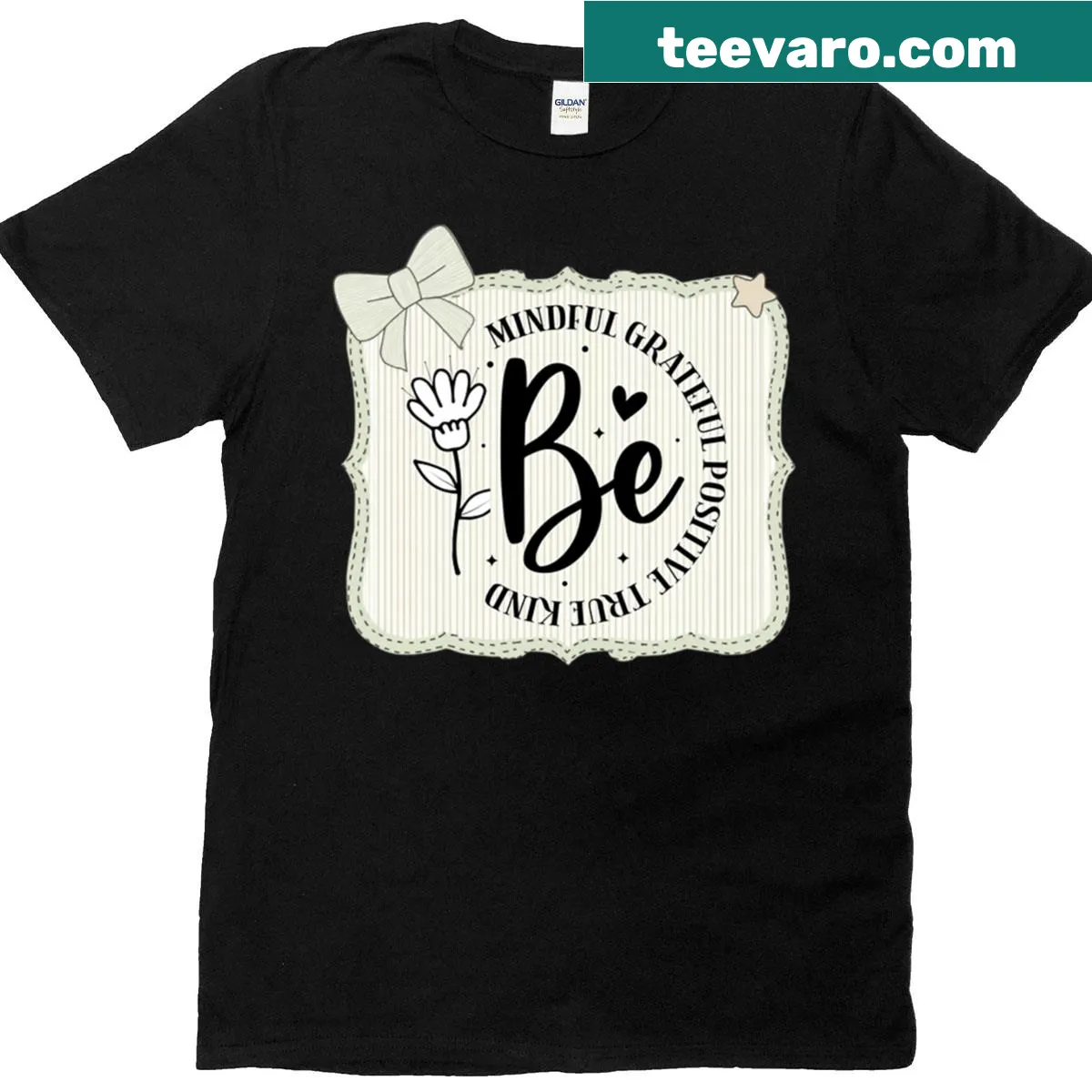 Inspirational quote shirt with 'Be Kind' text in a cute design — on a men's t-shirt