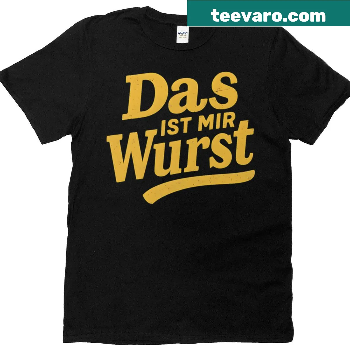 Funny typography of 'Das Ist Mir Wurst' on a T-shirt — on a men's t-shirt