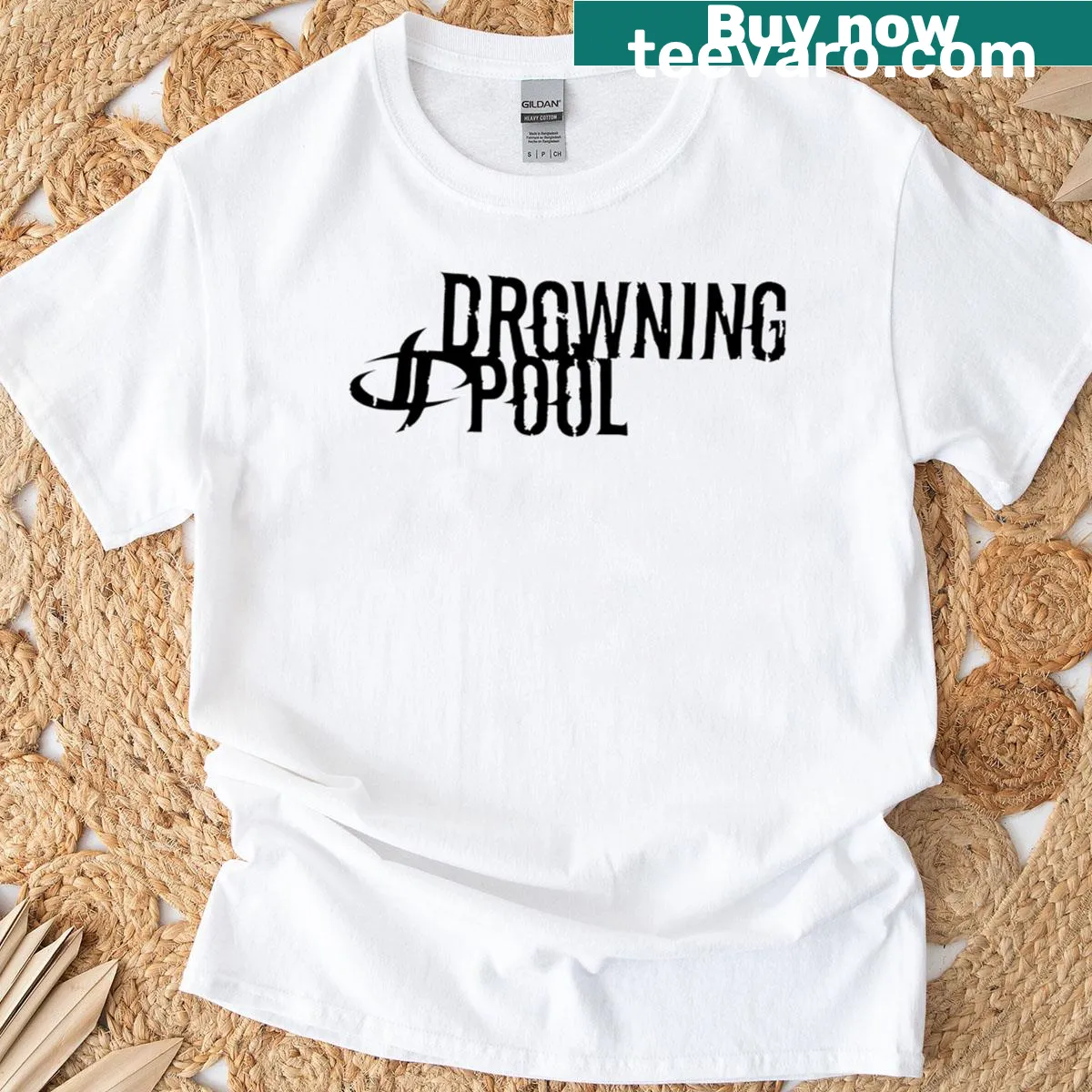 Drowning Pool logo T-shirt for heavy metal fans — on a men's t-shirt
