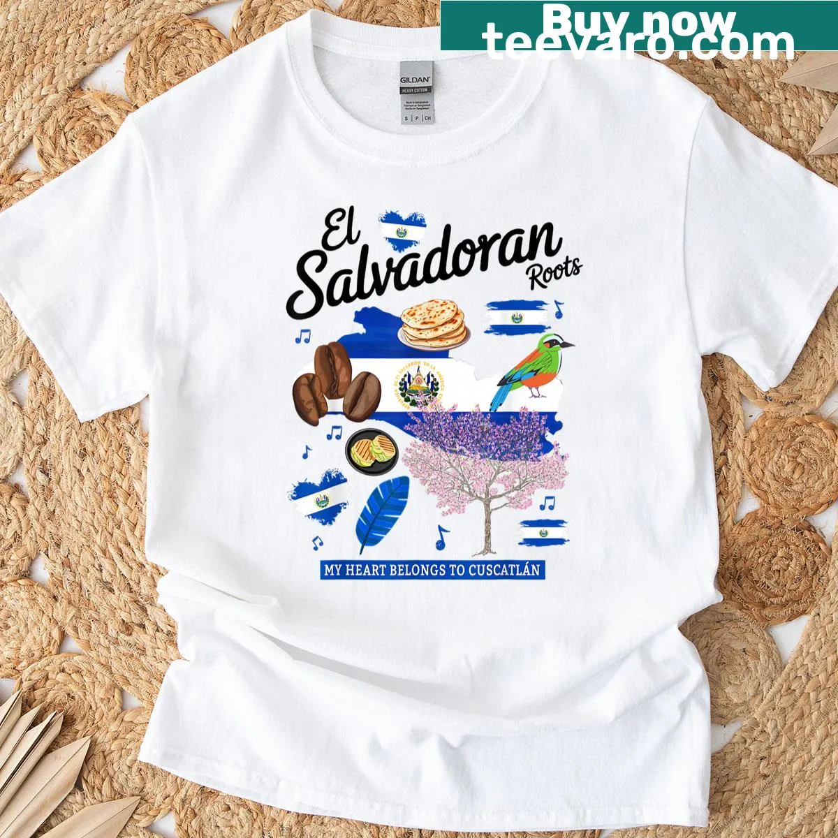 T-shirt featuring the El Salvador flag for kids — on a men's t-shirt