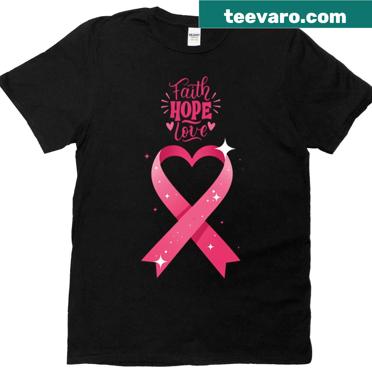 Inspirational Faith Hope Love breast cancer awareness T-shirt — on a men's t-shirt