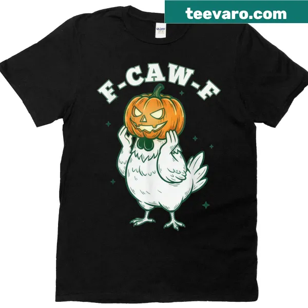 Whimsical Halloween t-shirt featuring a cartoon chicken design