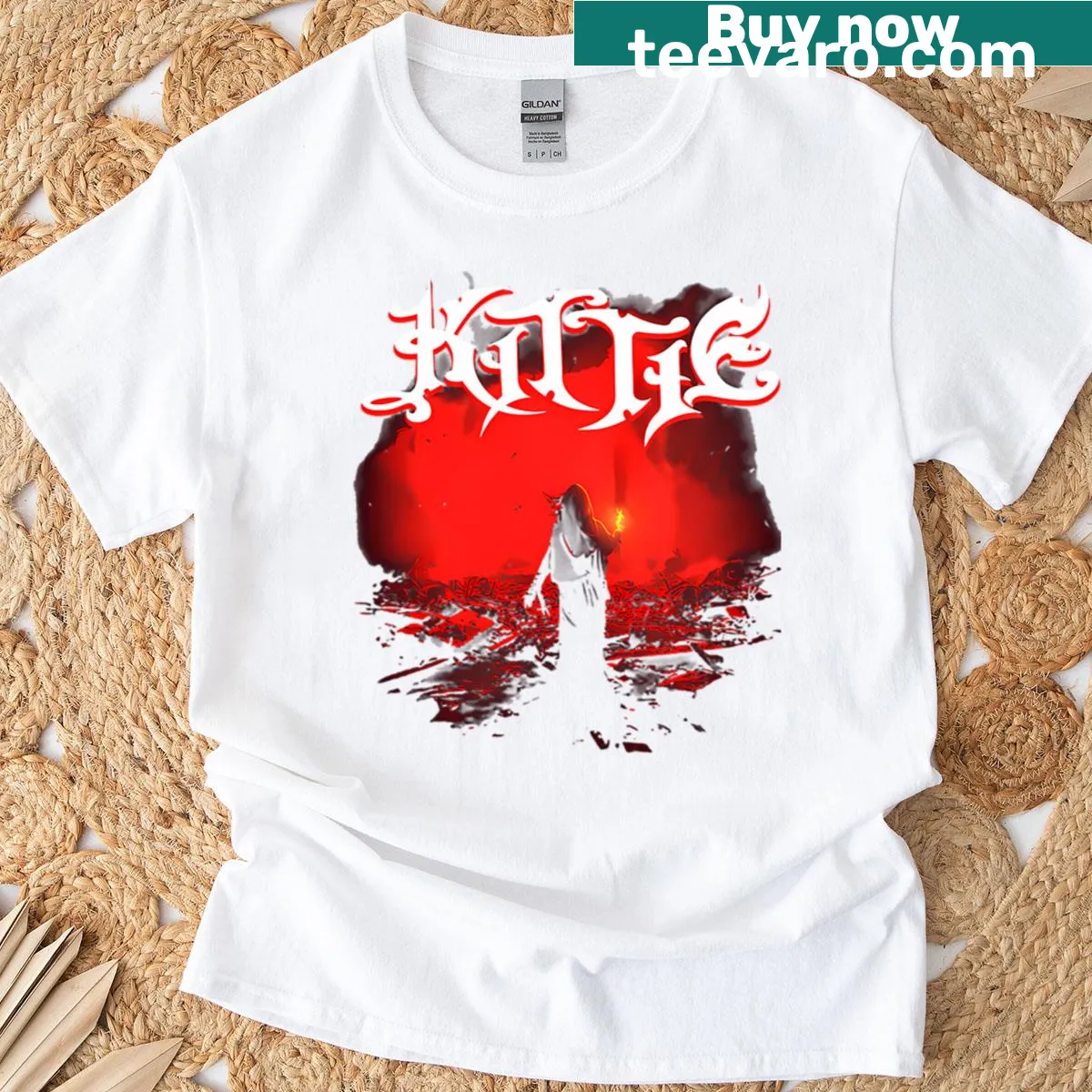 Fierce music T-shirt with dark artwork and rock energy — on a men's t-shirt