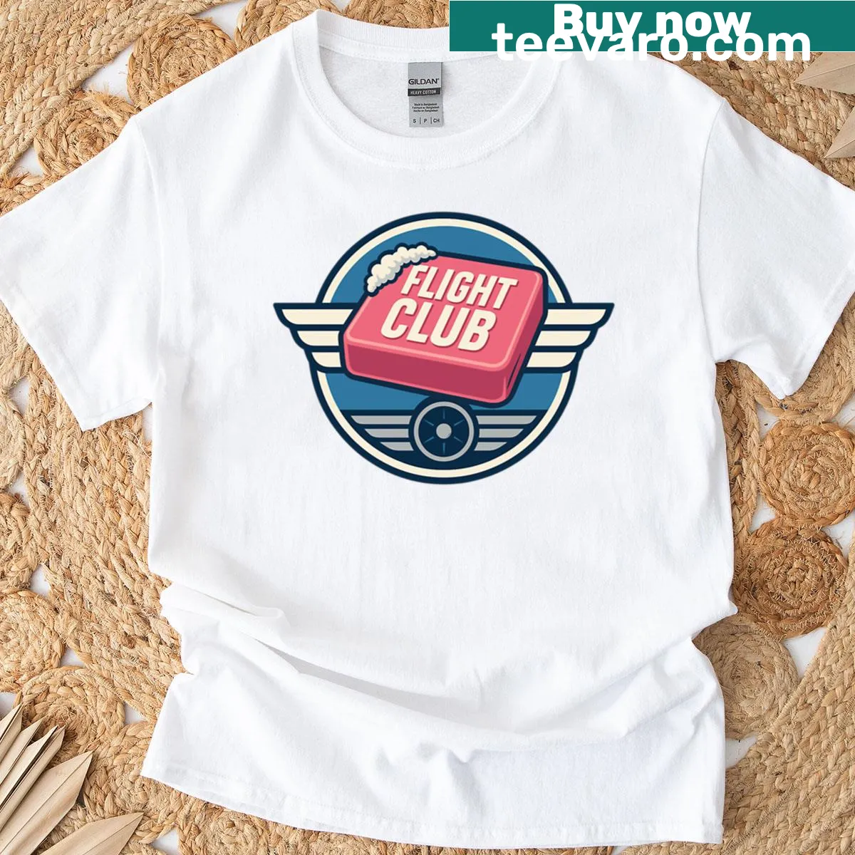 Typographic design parodying fight clubs and aviation on a t-shirt — on a men's t-shirt