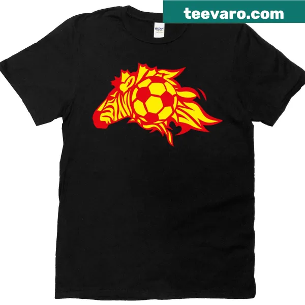 T-shirt with a zebra logo in flames representing football