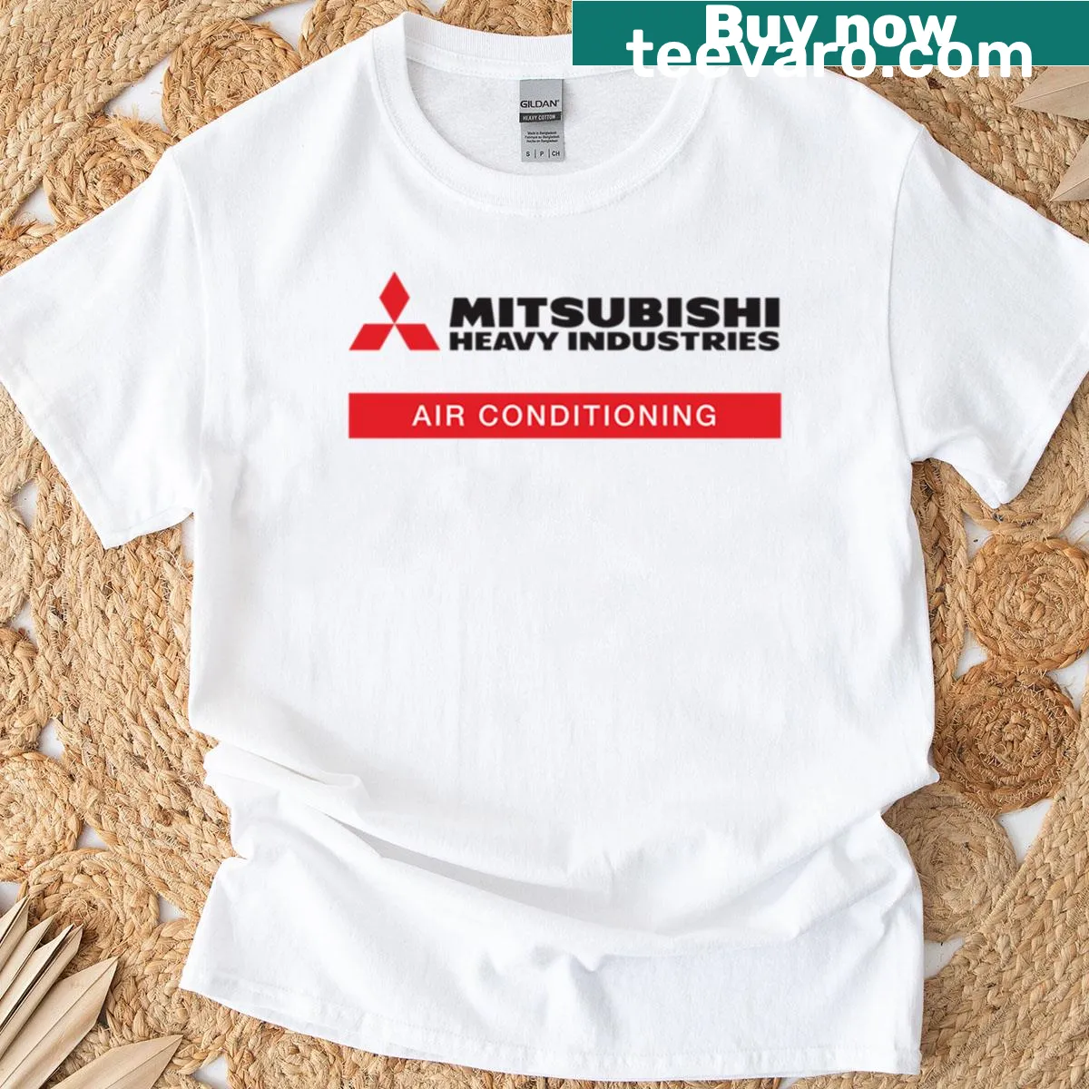 Foothill Mitsubishi graphic t-shirt with industrial scene — on a men's t-shirt