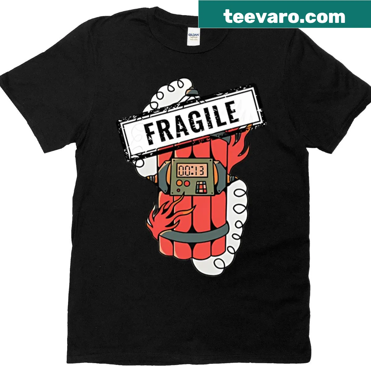 Funny saying T-shirt: Fragile Like A Bomb — on a men's t-shirt