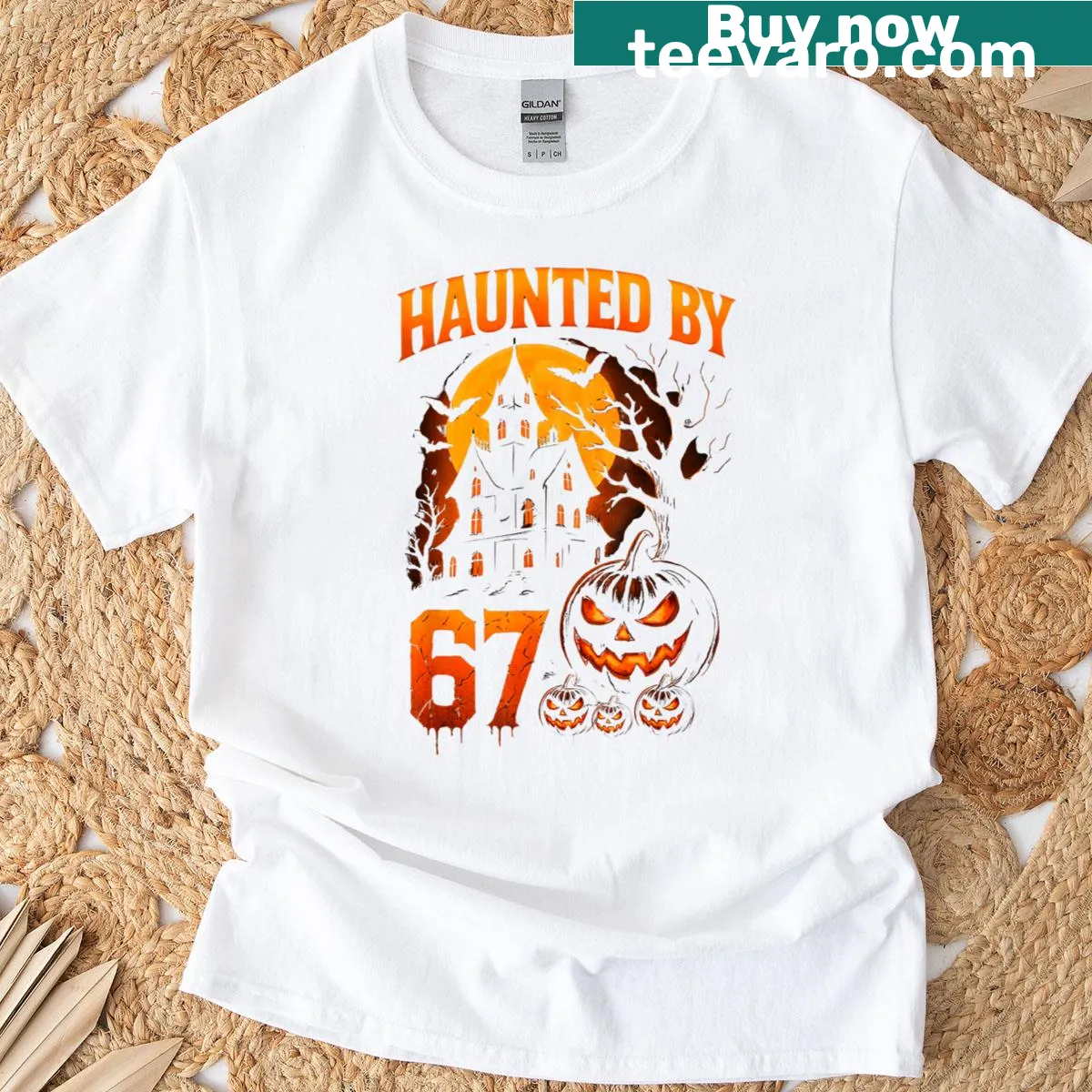 Funny Halloween t-shirt with spooky meme and pumpkin design — on a men's t-shirt