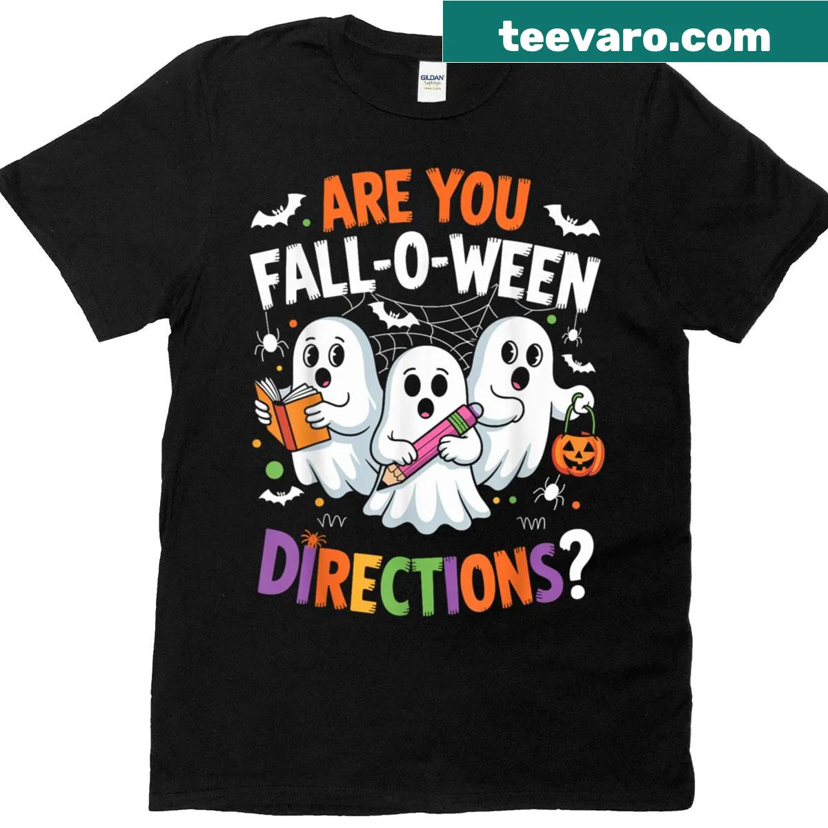 Humorous Halloween t-shirt featuring ghost and pun text — on a men's t-shirt