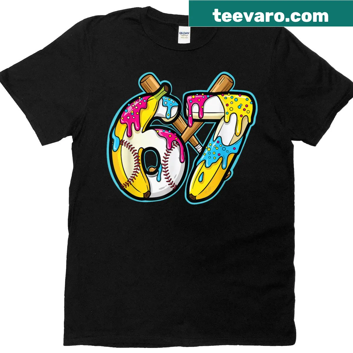 T-shirt featuring a funny banana and ice cream drip graphic — on a men's t-shirt