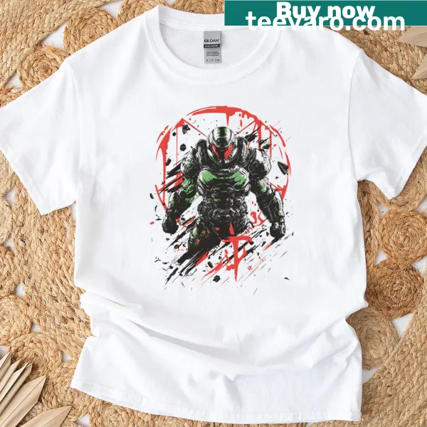 Vintage-style t-shirt with funny demon game graphic