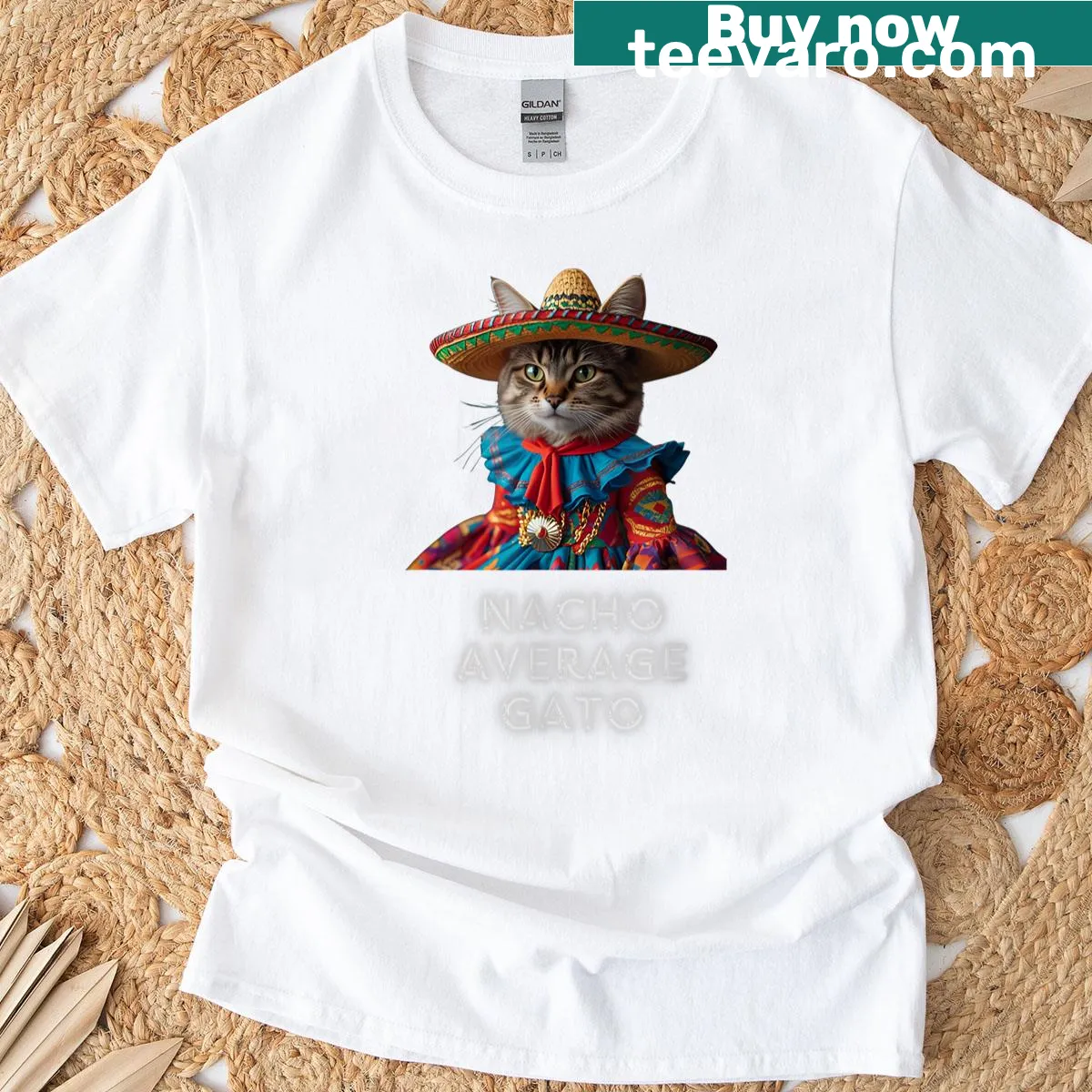 Funny T-shirt featuring the word 'Gato' and taco-themed graphics — on a men's t-shirt