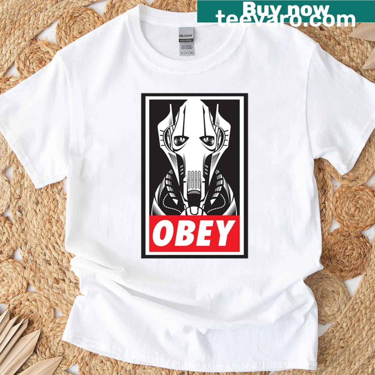 Cartoon-style T-shirt featuring General Grievous from Star Wars — on a men's t-shirt