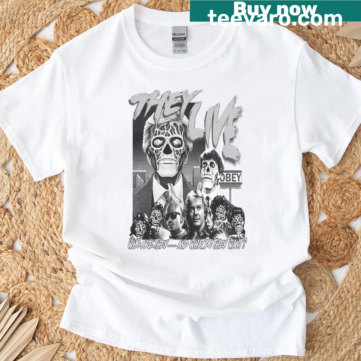 Vintage T-shirt with ghost and monster horror film graphic — on a men's t-shirt