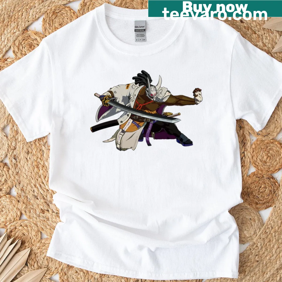 Guilty Gear typography graphic t-shirt — on a men's t-shirt