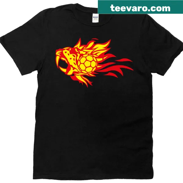 Flame logo graphic t-shirt featuring a leopard design