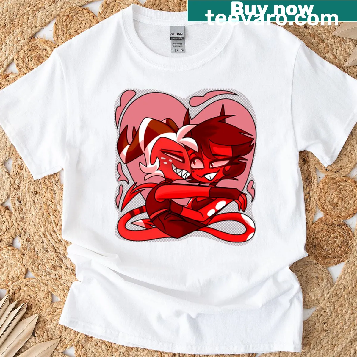 T-shirt featuring Millie and Moxxie from Helluva Boss — on a men's t-shirt