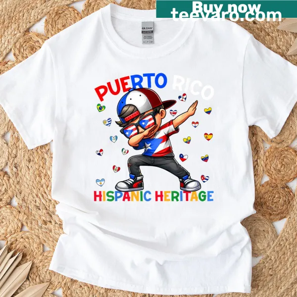 Puerto Rico flag design on kids t-shirt for Hispanic Heritage Month