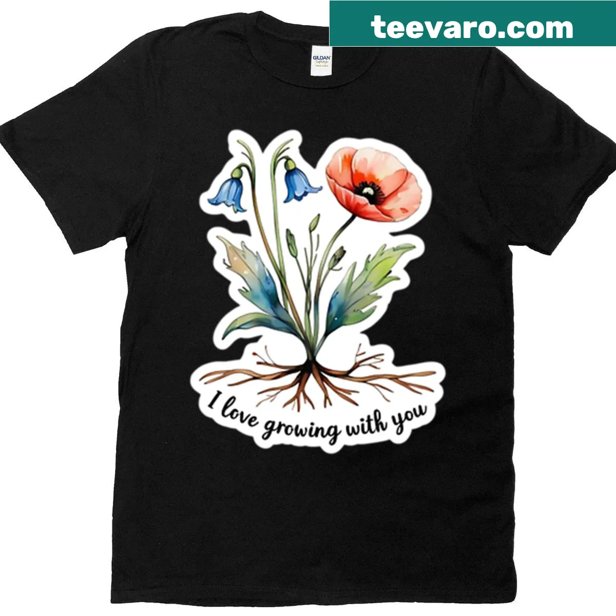 Heartfelt t-shirt expressing love and growth together — on a men's t-shirt