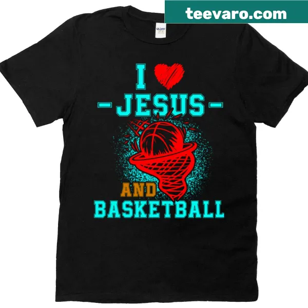 T-shirt with 'I Love Jesus And Basketball' text design