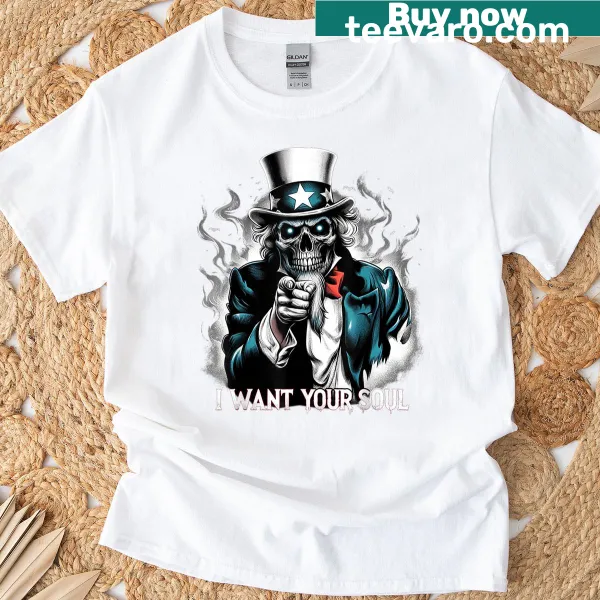 Skeleton Sam Halloween T-shirt with creepy illustration