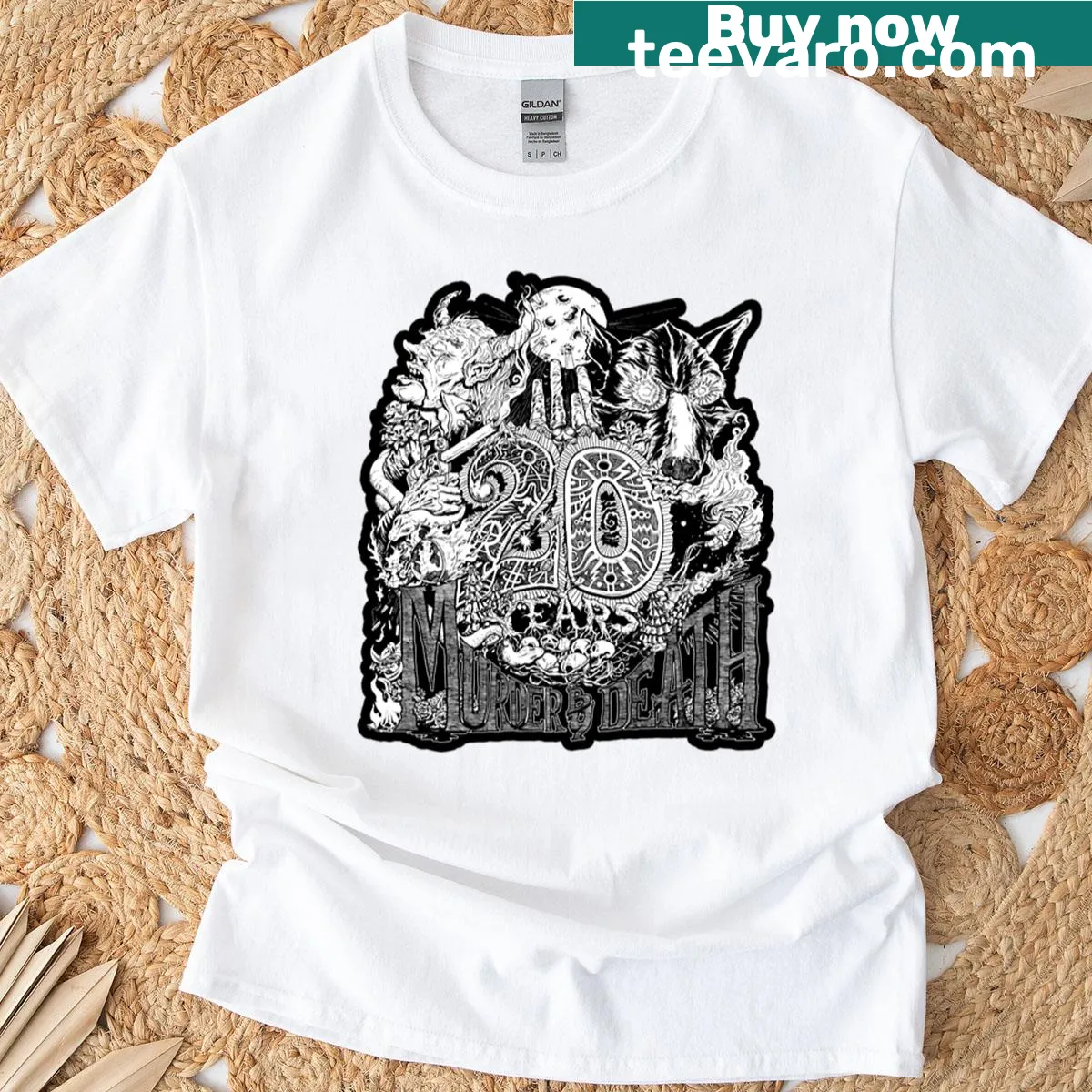 Dark fantasy design featuring infernal beasts — on a men's t-shirt