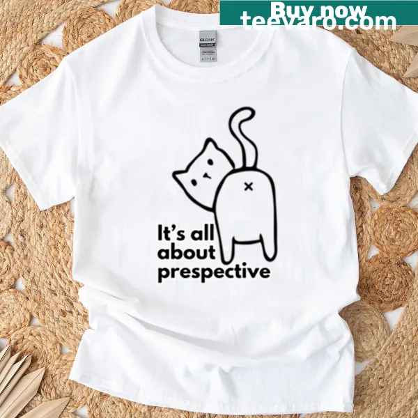 Whimsical cat doodle illustration on a t-shirt for cat lovers.