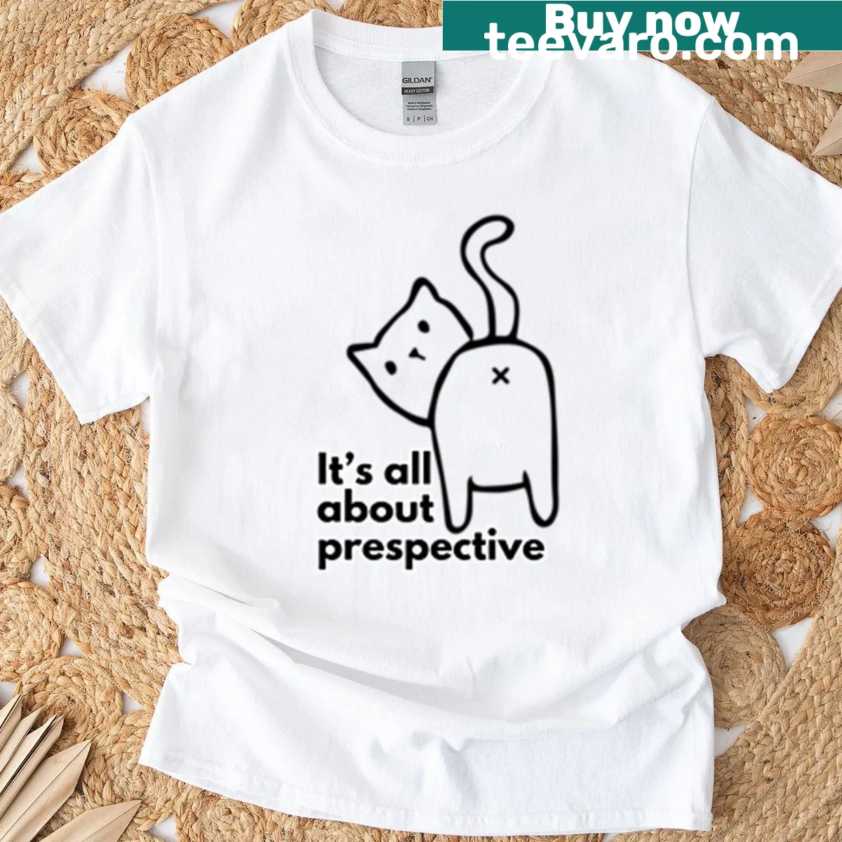 Whimsical cat doodle illustration on a t-shirt for cat lovers. — on a men's t-shirt