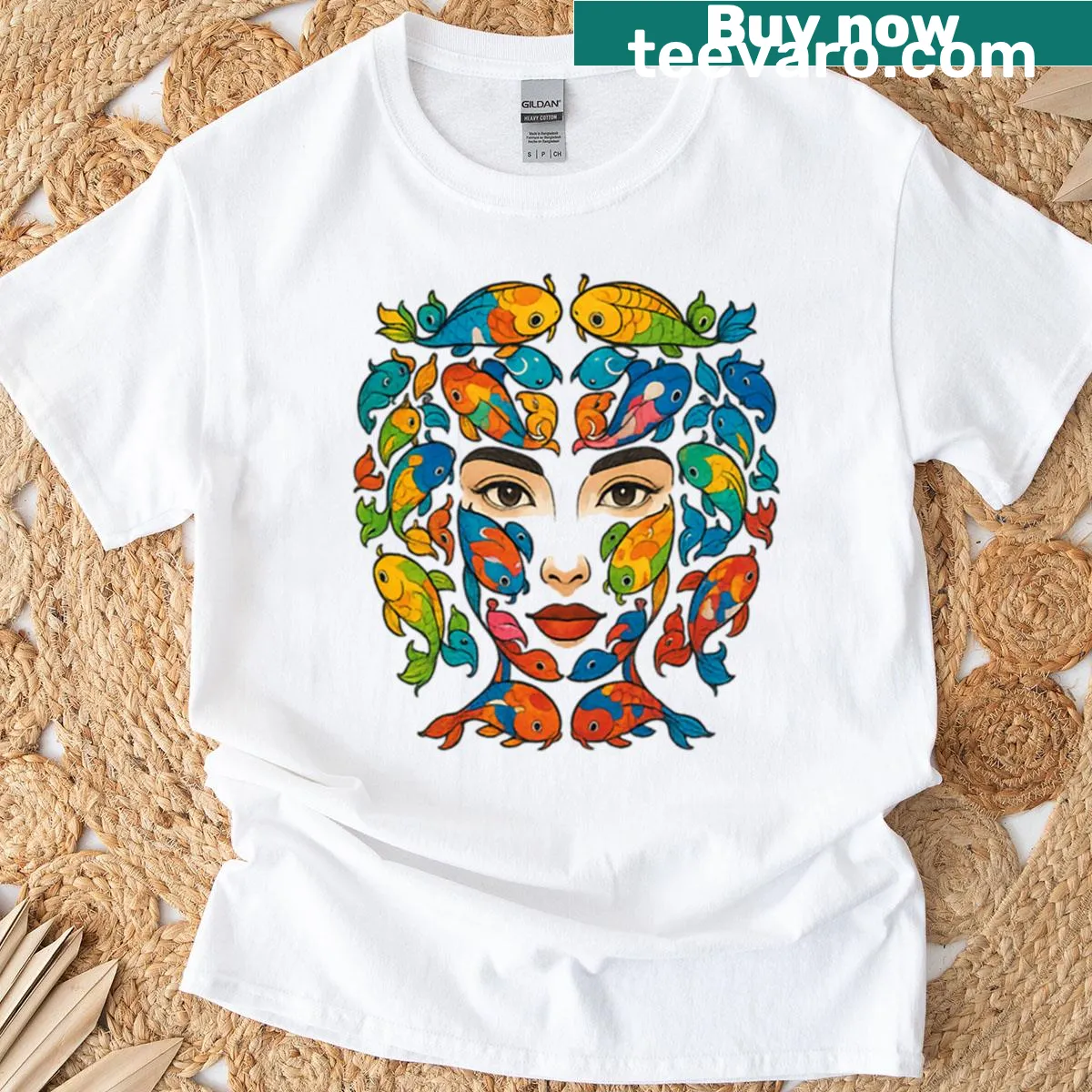 Whimsical koi fish design on a t-shirt for nature lovers — on a men's t-shirt