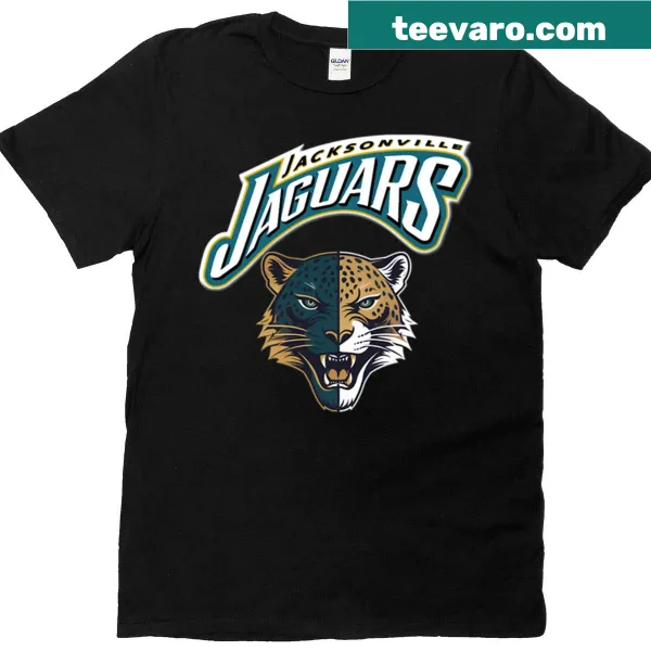 Jax Duval Jaguars T-shirt featuring a mascot logo and dynamic stripes