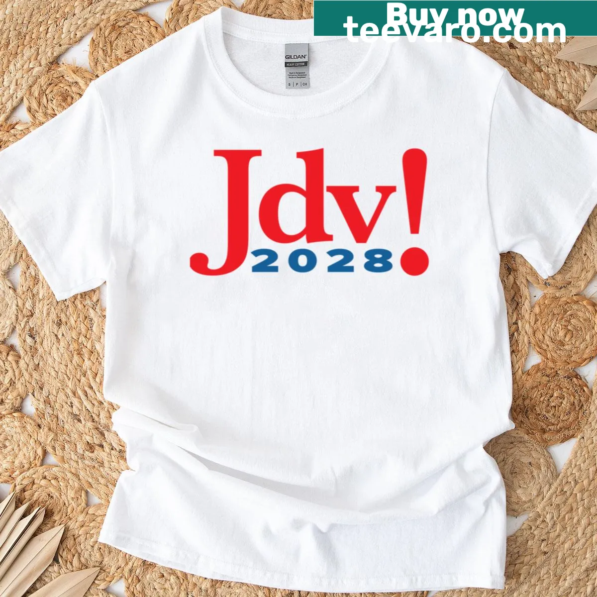 Stylized graphic tee featuring 'Jdv 2028' text. — on a men's t-shirt