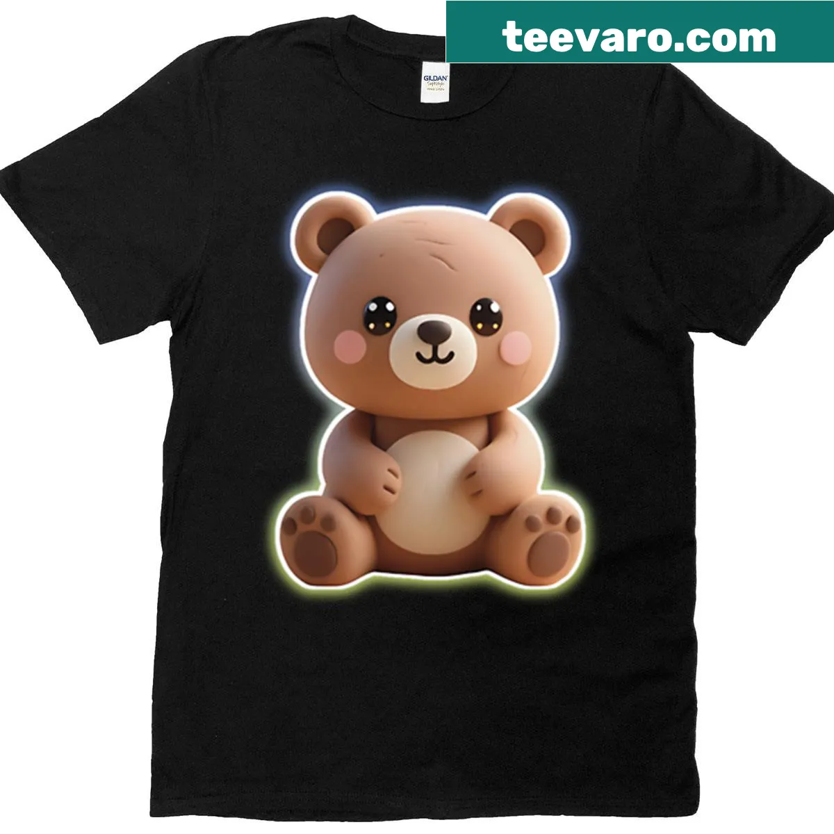 Adorable kawaii teddy bear graphic on a t-shirt — on a men's t-shirt