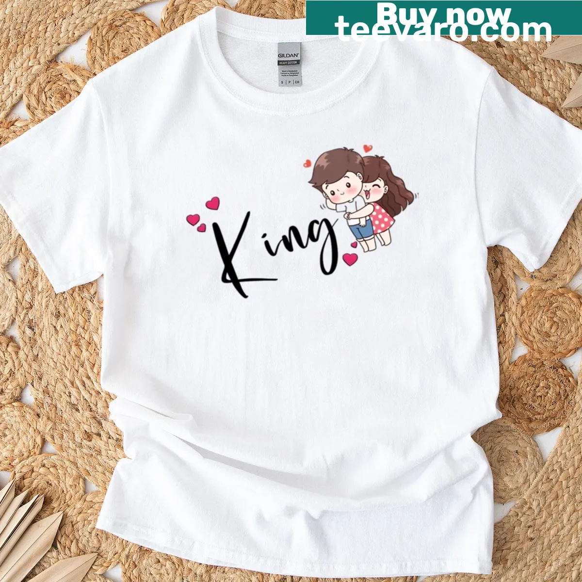 Simple typography that reads King of Love on a comfort T-shirt. — on a men's t-shirt