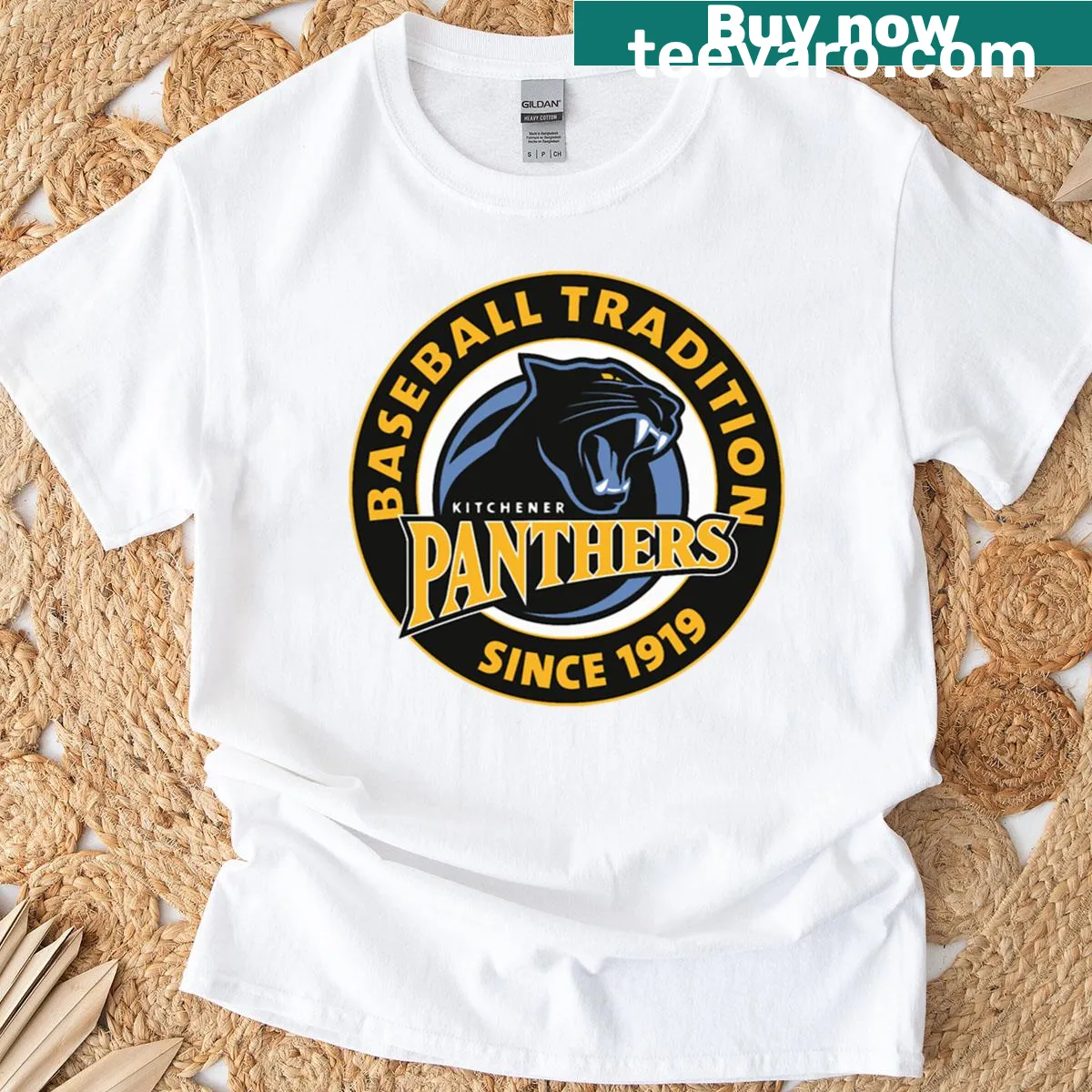 Kitchener Panthers logo printed T-shirt for sports fans — on a men's t-shirt