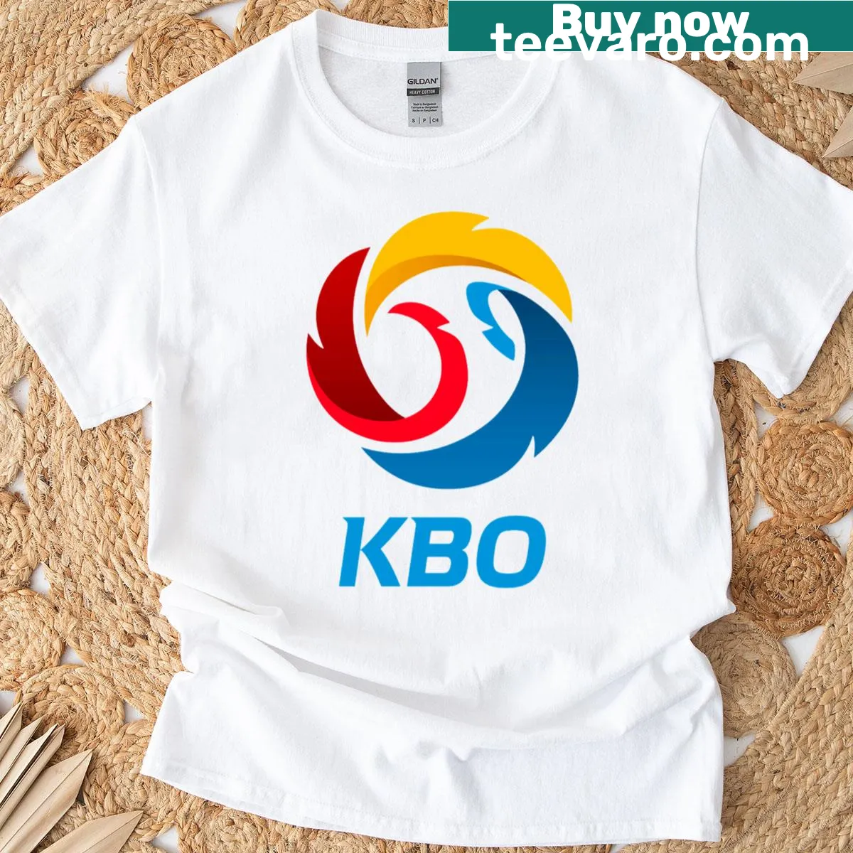 T-shirt featuring the KBO logo for Korean baseball fans. — on a men's t-shirt