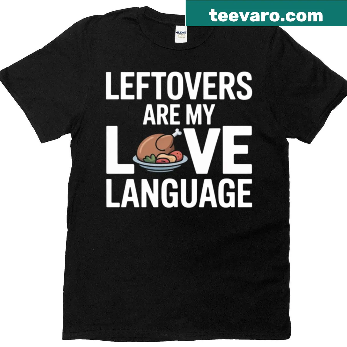 Funny Thanksgiving t-shirt with a humorous leftovers graphic — on a men's t-shirt