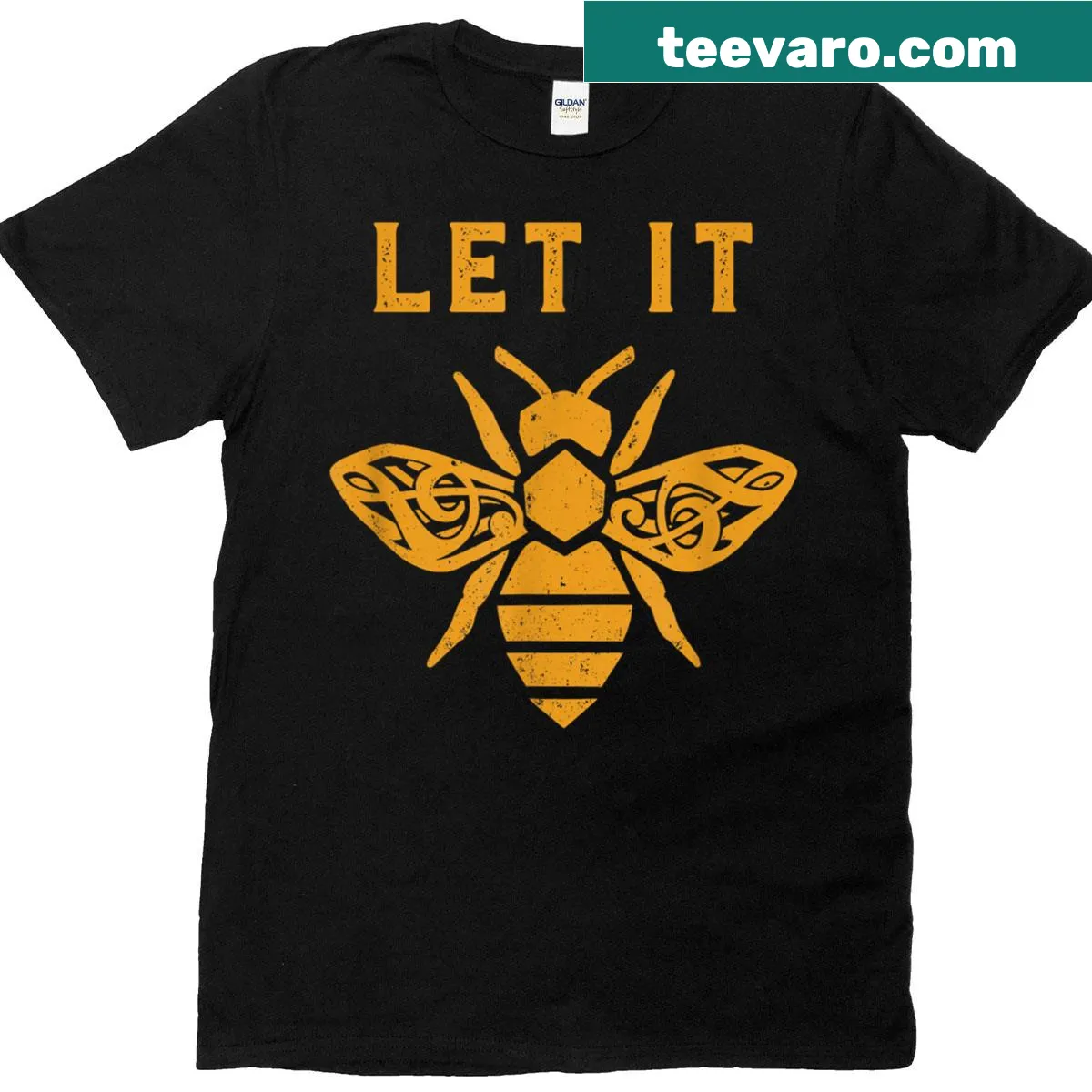 Pun t-shirt featuring treble clef and bee graphic — on a men's t-shirt