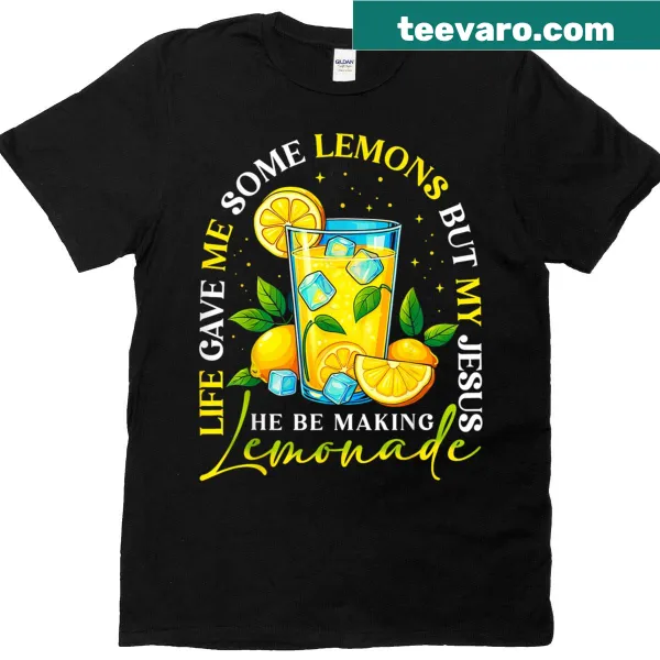 Typography t-shirt with the phrase about lemons and Jesus