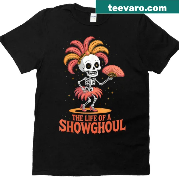 Funny t-shirt with a dancing skeleton illustration for Halloween