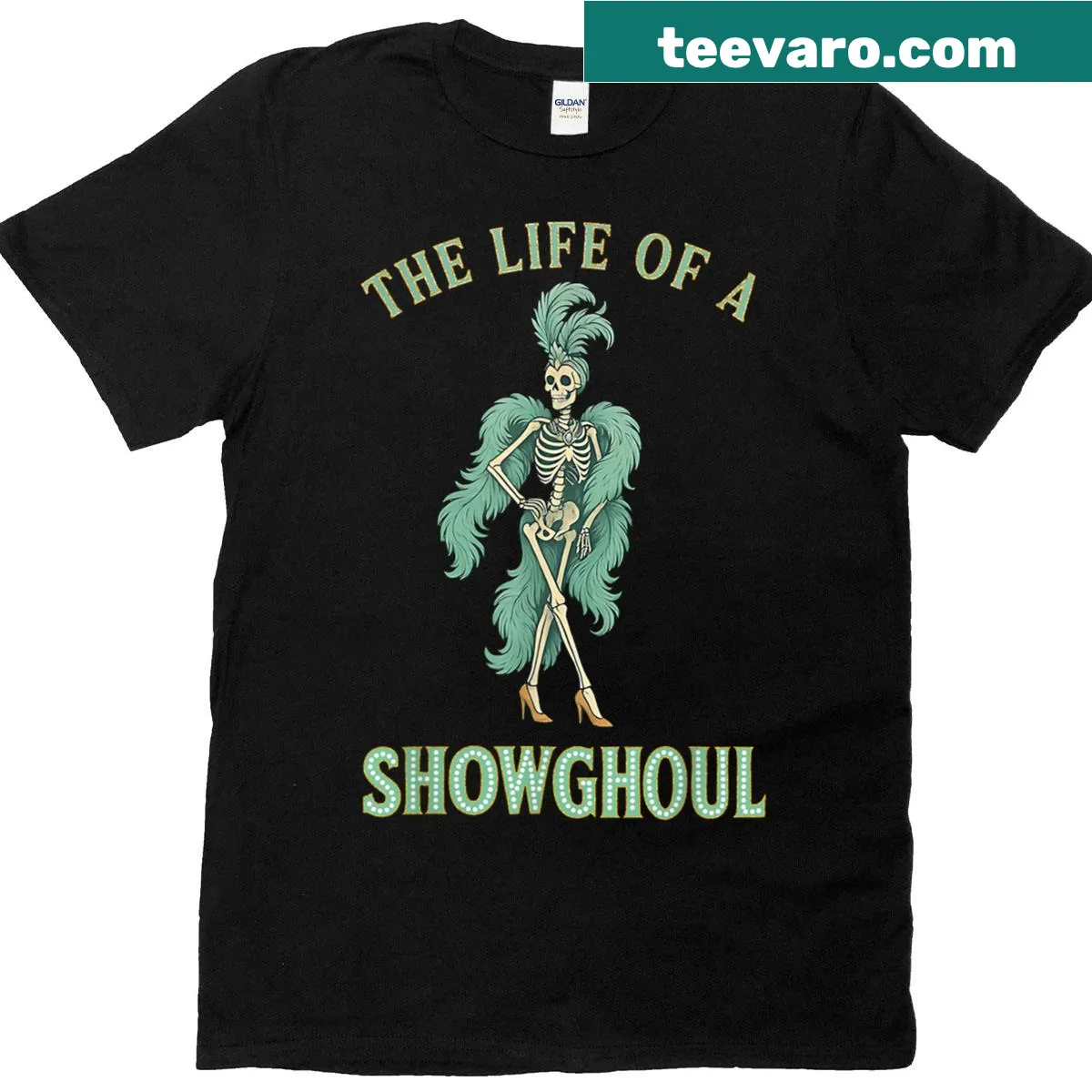 Halloween-themed Showghoul T-shirt with edgy illustration — on a men's t-shirt