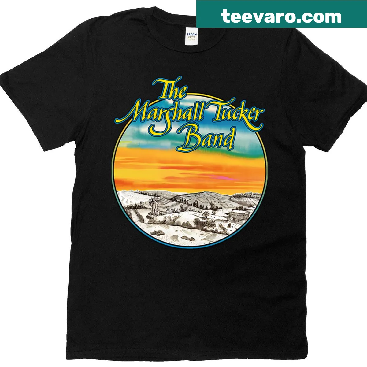 Vintage-style music band logo tee from the 90s — on a men's t-shirt