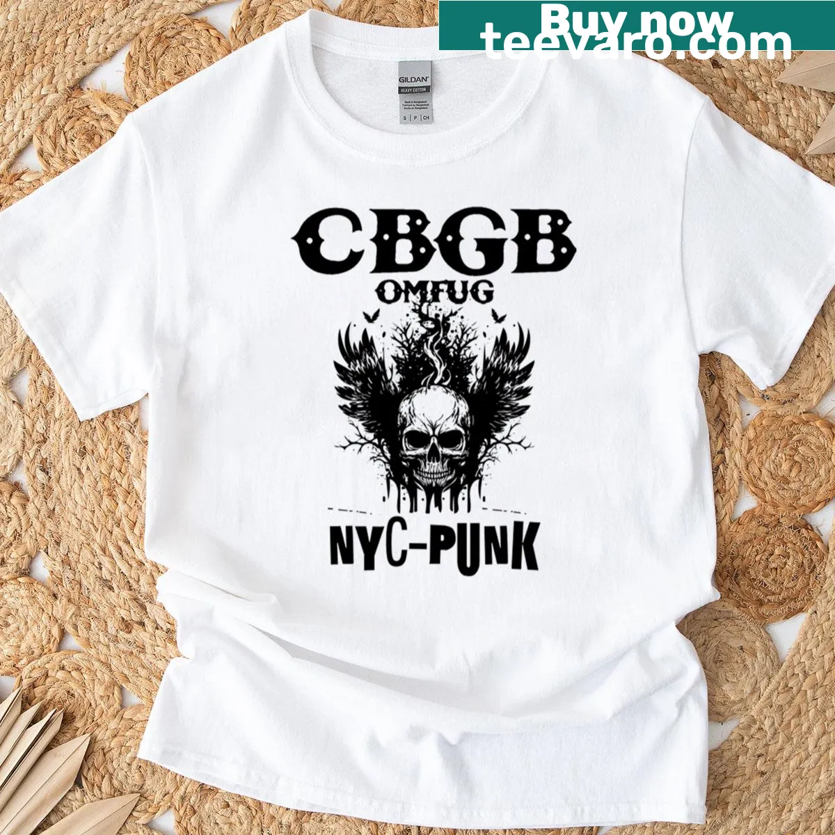 Funny vintage punk music club T-shirt from the 2000s with bold logo — on a men's t-shirt