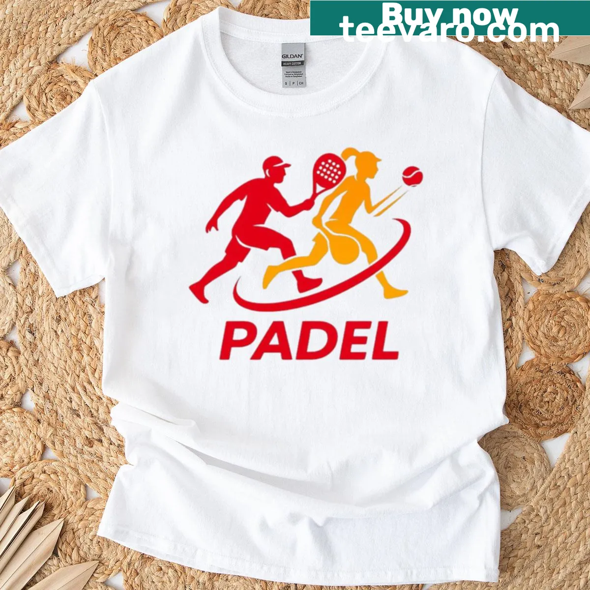 Minimalist T-shirt featuring a bold logo design inspired by Spanish aesthetics — on a men's t-shirt