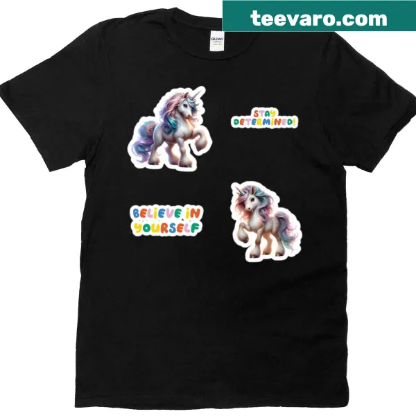 T-shirt with magical unicorns and motivational quotes