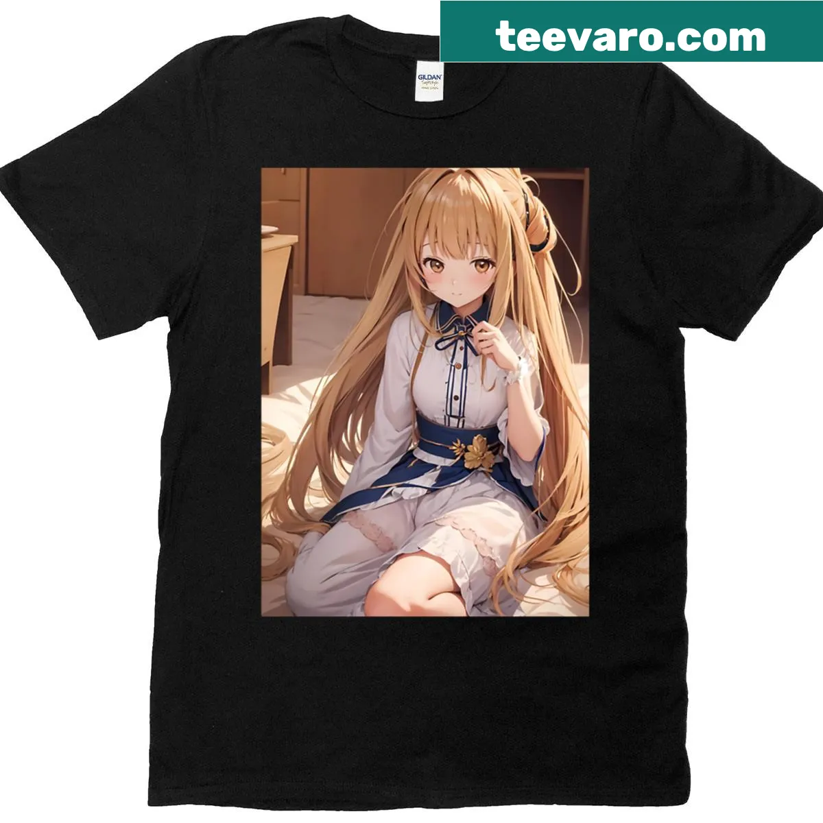 Illustration of Mahiru Shiina in an elegant dress on a t-shirt — on a men's t-shirt