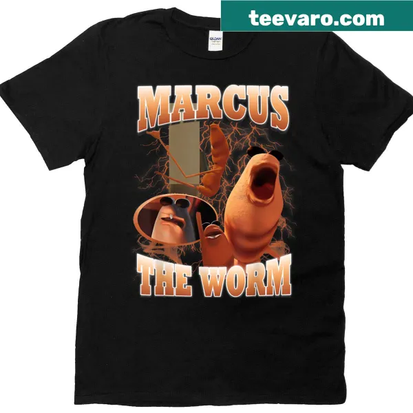 Cartoon t-shirt featuring Marcus The Worm design for gamers