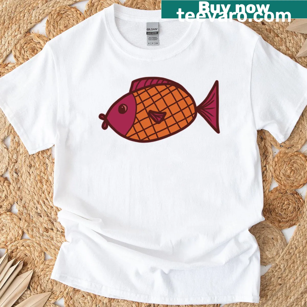 Humorous fish graphic with lips on a T-shirt — on a men's t-shirt