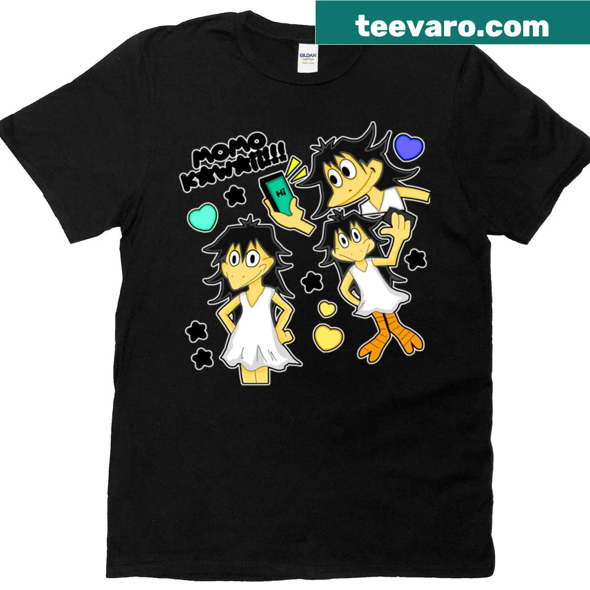 Kawaii Momo t-shirt featuring a cute graphic design — on a men's t-shirt